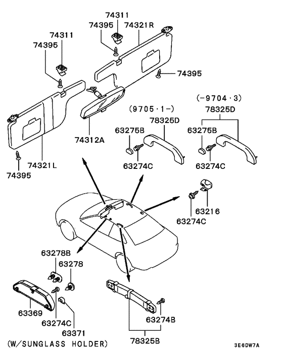 Mirror,grips & sunvisor
