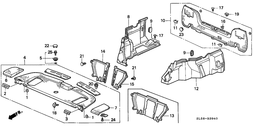 Rear tray/trunk garnish