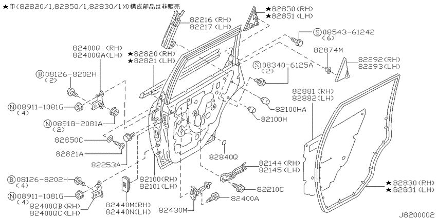 Rear door panel & fitting