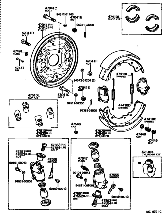 Front Drum Brake Wheel Cylinder & Backing Plate