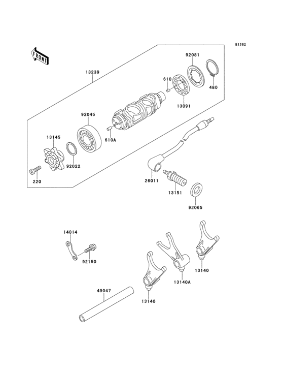 Gear change drum/shift fork(s)