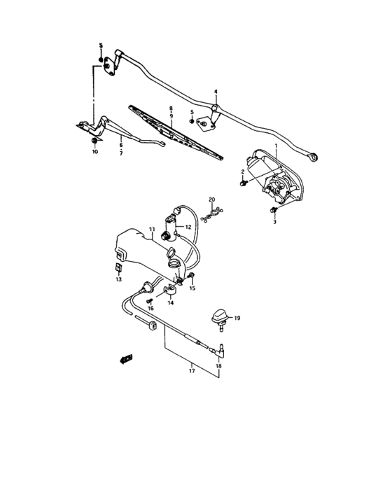 Front wind shield wiper and washer
