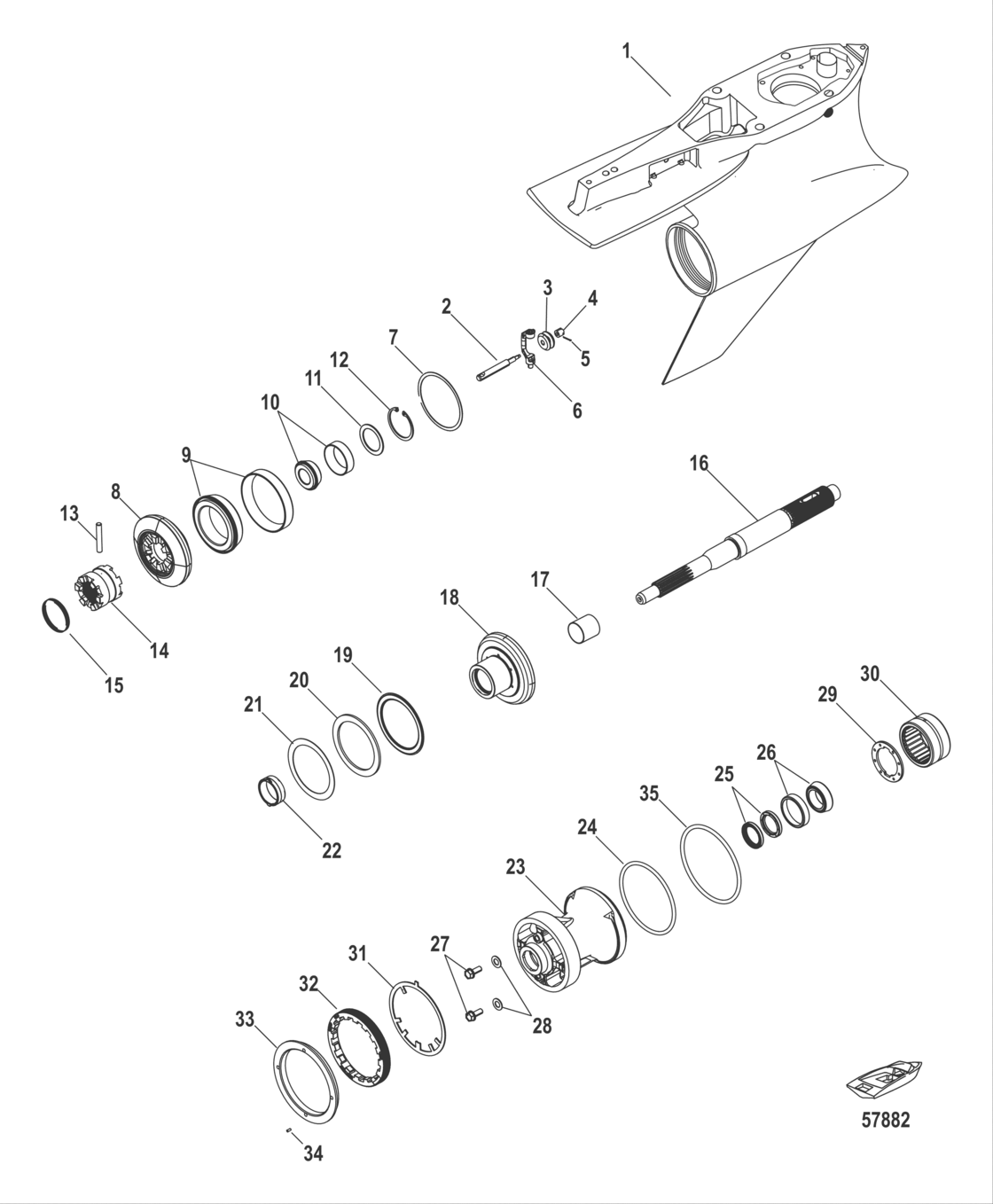 Gear Housing, Prop Shaft-Standard Rot, 5.44 Hd Sportmaster