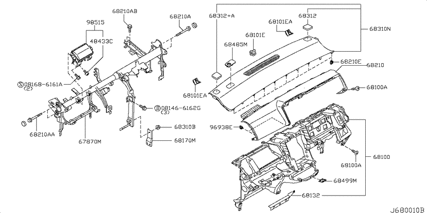 Instrument panel, pad & cluster lid