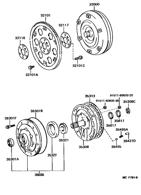 Torque Converter, Front Oil Pump & Chain (Atm)