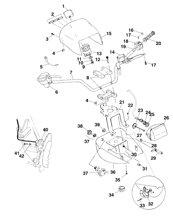 Handlebar and headlight pod