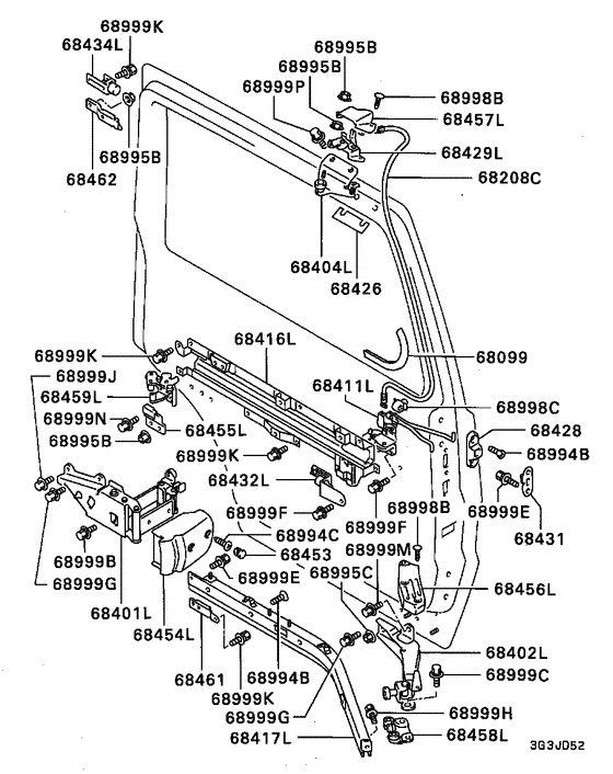 Rear slide door hardware