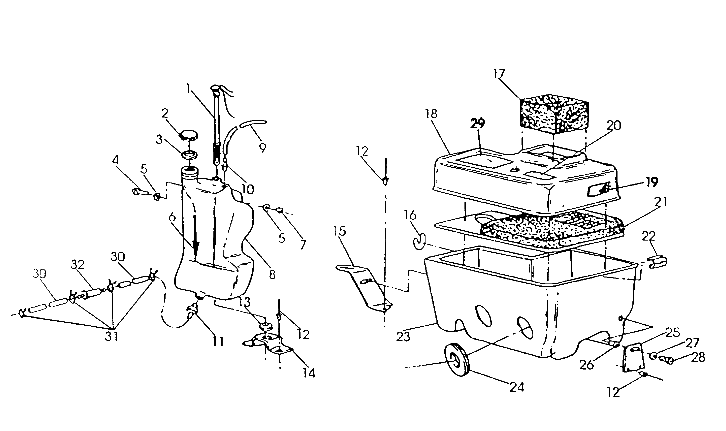 Oil tank/air box assembly