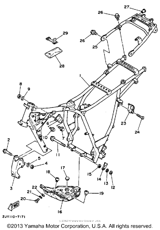 Frame for 1989 Yamaha TW200 USA sales region, , 14512268809186