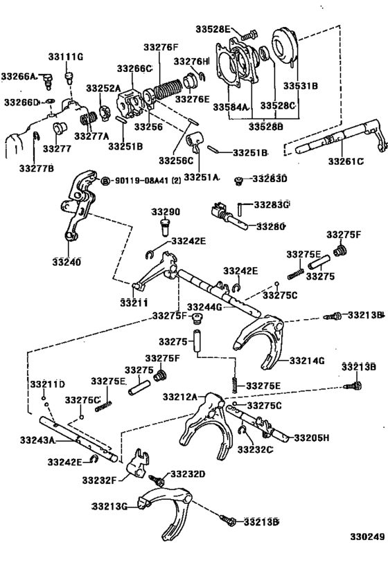 Gear Shift Fork & Lever Shaft (Mtm)