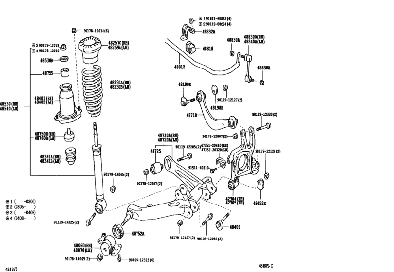 Rear Spring & Shock Absorber for 2000 - 2006 Toyota COROLLA AXIO ...