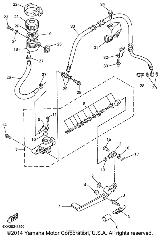 Rear master cylinder for 1999 Yamaha YZFR1 United States (California