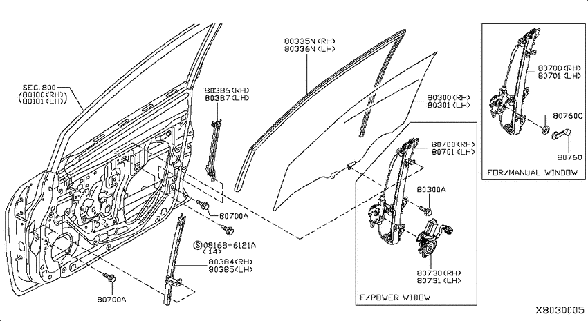 Front door window & regulator