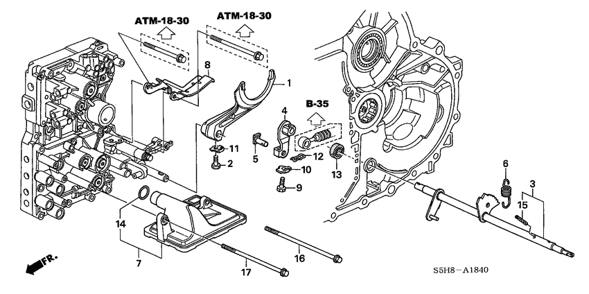 Shift fork/control shaft
