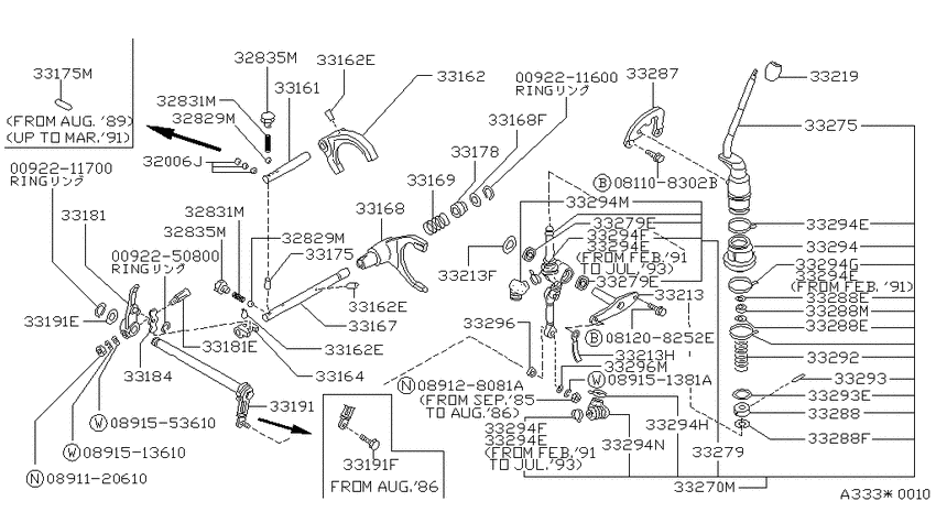Transfer shift lever,fork & control