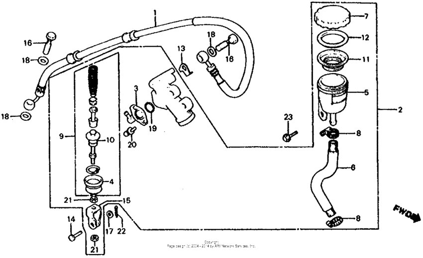 Rear brake master cylinder