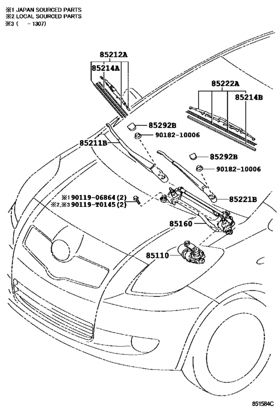 Windshield Wiper для Toyota YARIS/ ECHO/ VIOS/ LIMO NCP91, год 2006 2013. OEM запчасти