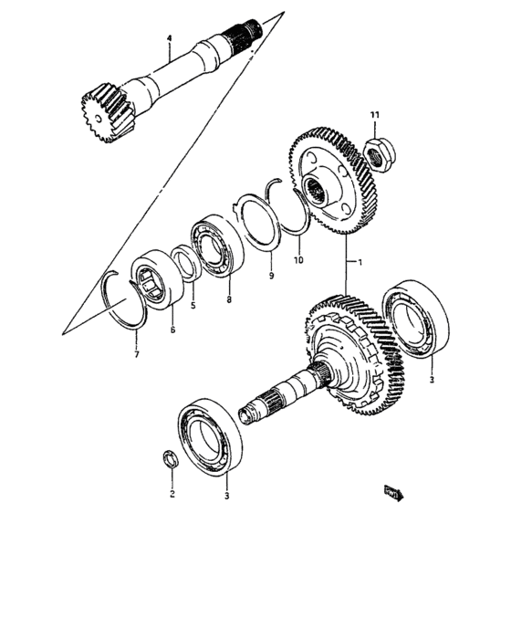 At output shaft and counter shaft