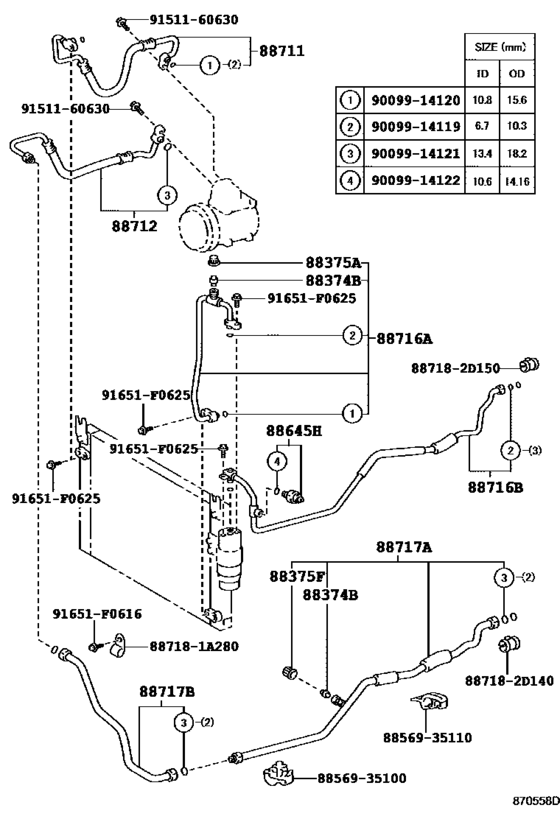 Heating & Air Conditioning - Cooler Piping for 1996 - 2002 Toyota LAND ...