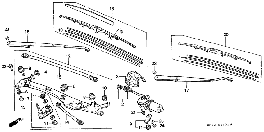 Front windshield wiper