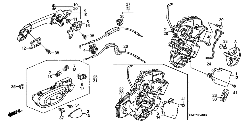 Rear door lock/ outer handle