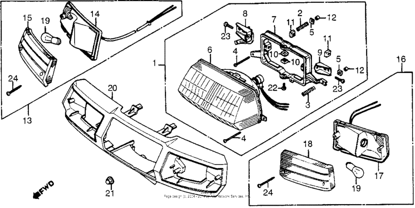 Headlight + handlebar cover + front turn signal