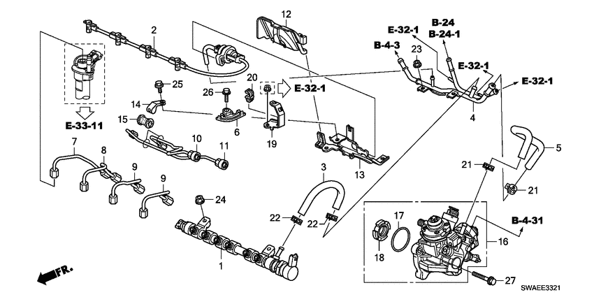 Fuel rail/high pressure p ump