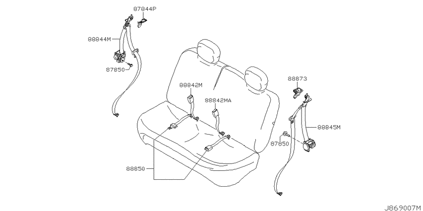 Rear seat belt