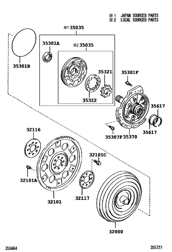 Torque Converter, Front Oil Pump & Chain (Atm)