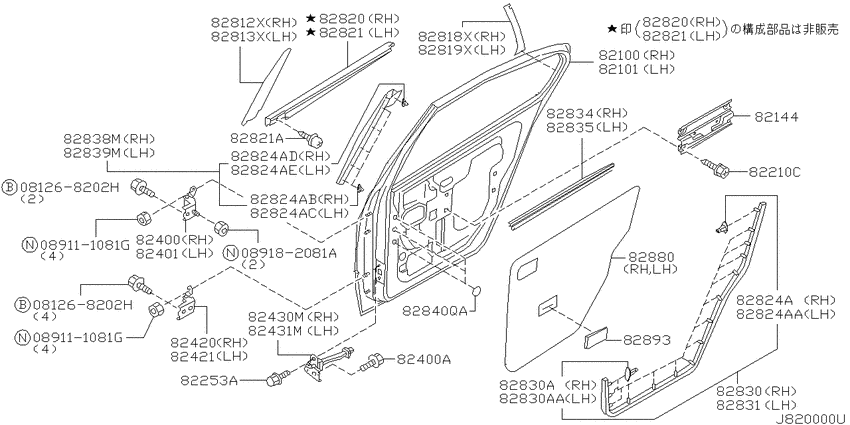 Rear door panel & fitting