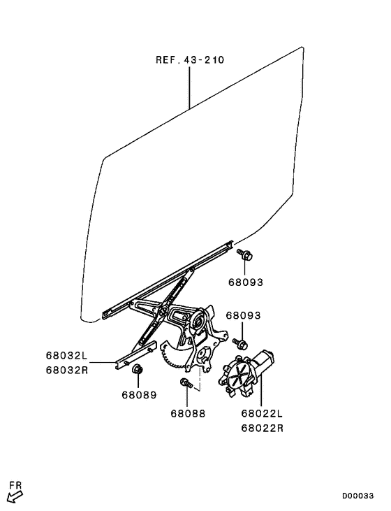 Rear door window regulator