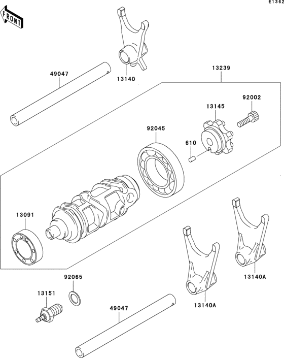 Gear change drum/shift fork(s)