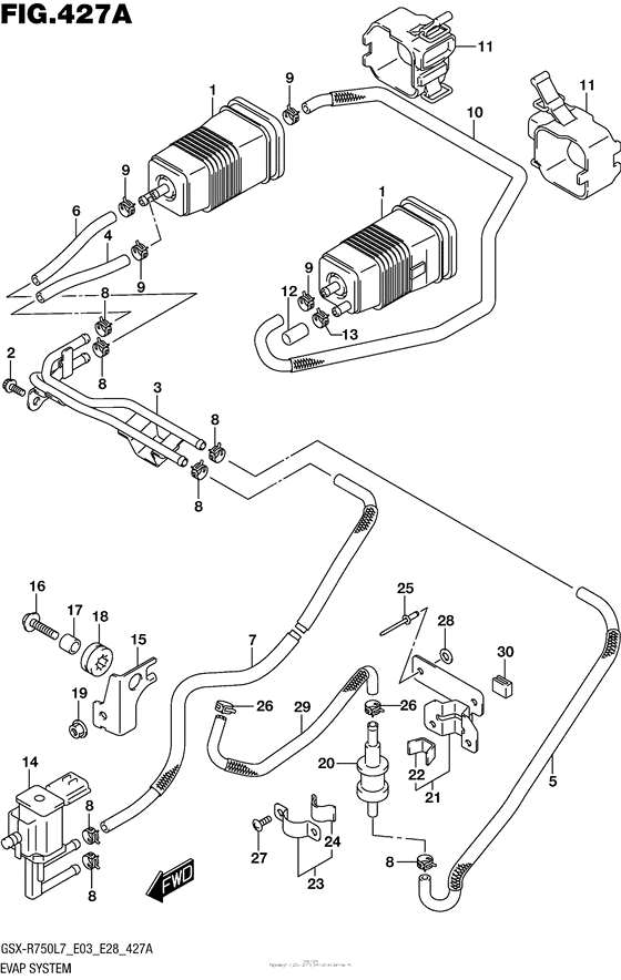 Система вентиляции бензобака (Gsx-R750L7 E33)