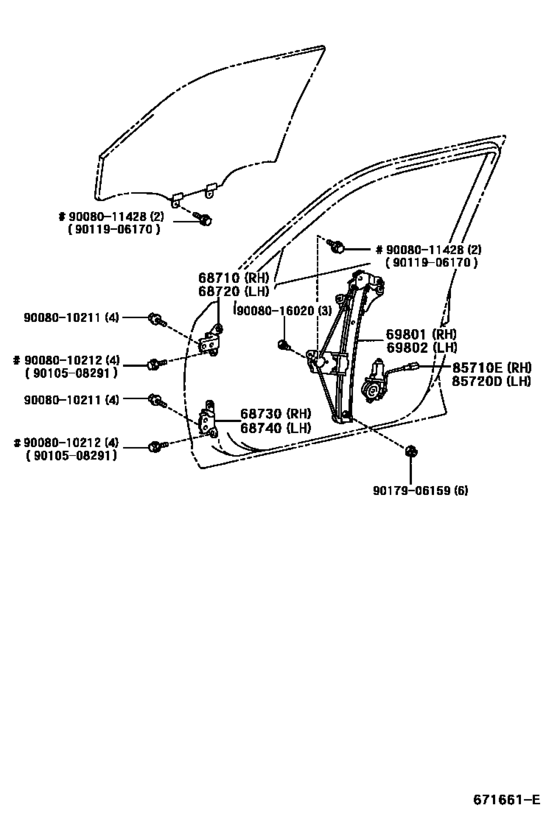 Front Door Window Regulator & Hinge