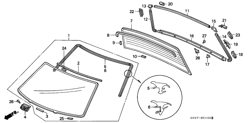 Front windshield/ rear windshield