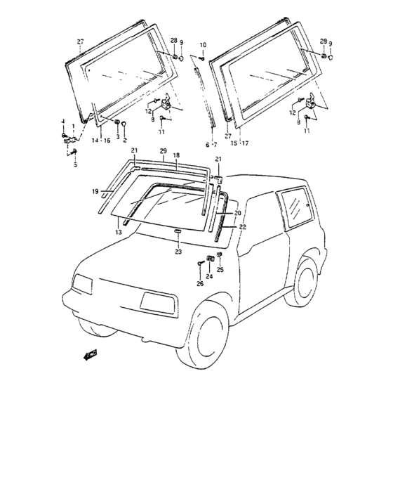 Windshield - weatherstrip and windmoul