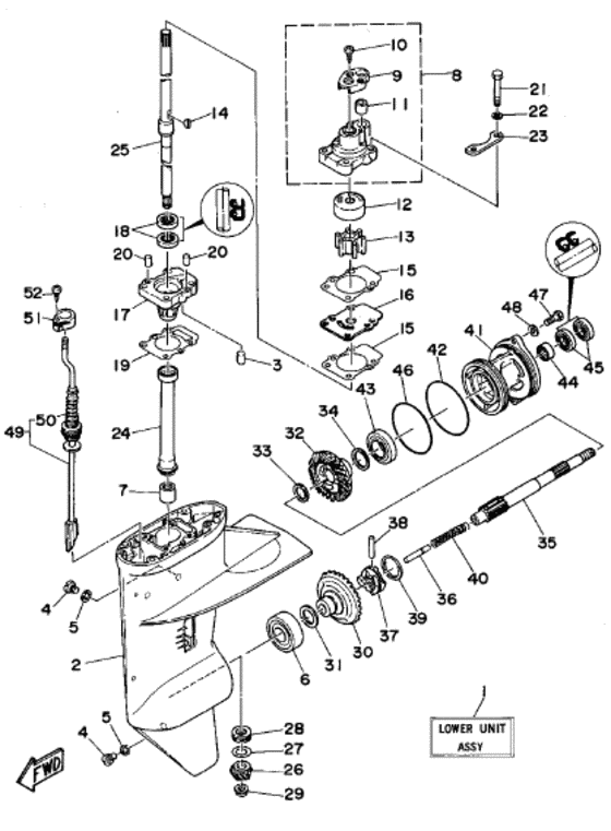 Lower casing drive