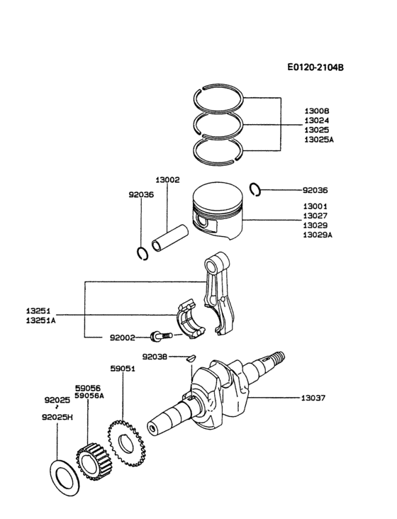 Piston/crankshaft