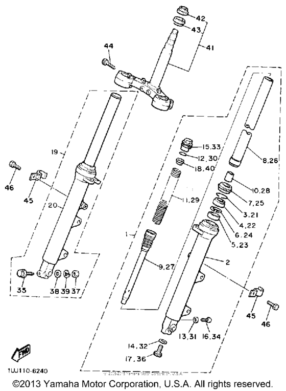 Front fork for 1989 Yamaha YX600 RADIAN USA sales region, , 14468600