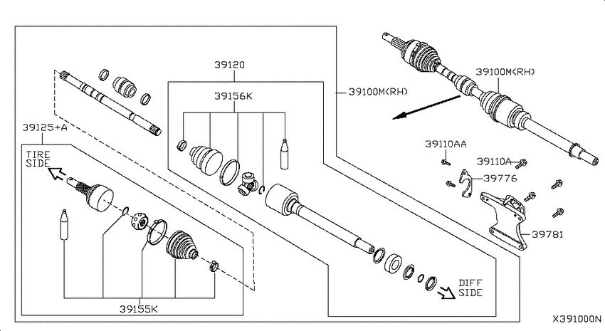 Front drive shaft (ff)