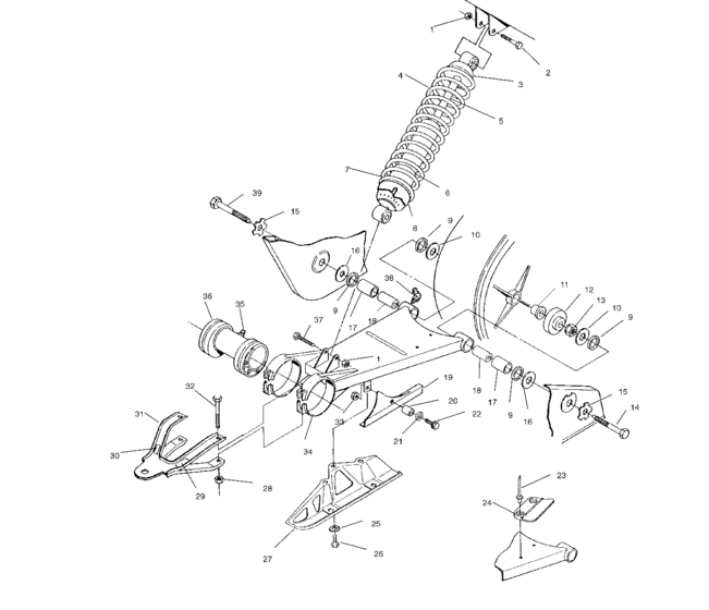 Swing arm/shock mounting