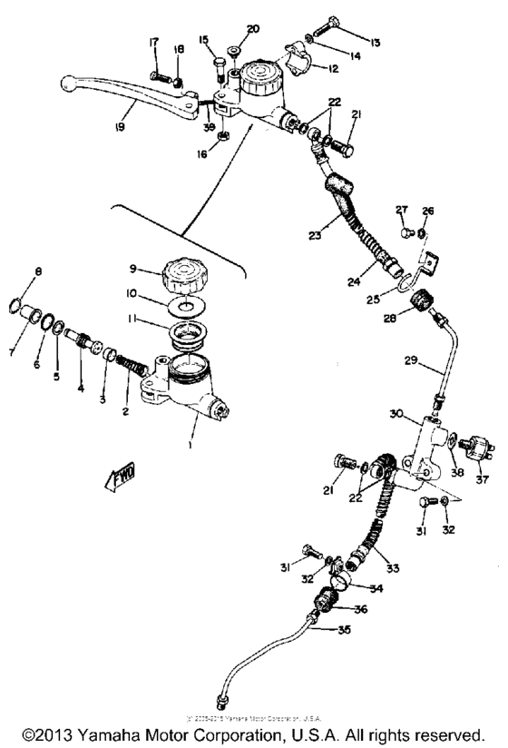 Master cylinder brake hose for 1974 Yamaha TX750 TX750A USA sales