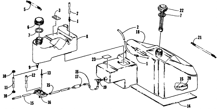 Gas and oil tank assembly