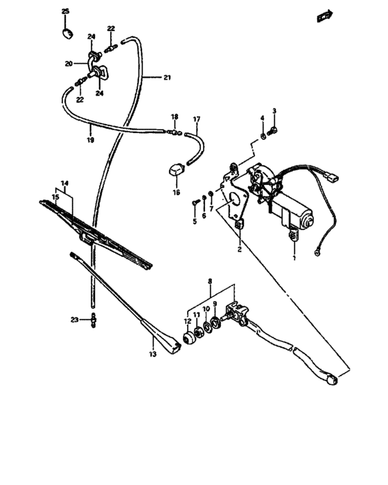 Rear window wiper and washer