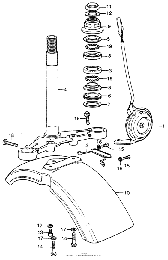 Steering stem + front fender + horn