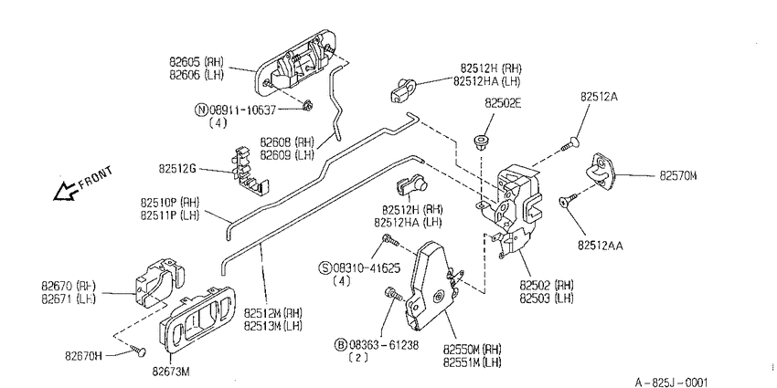 Rear door lock & handle
