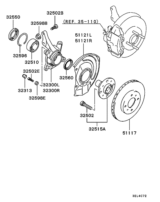 Front axle hub & drum