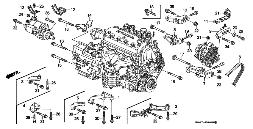 Alternator bracket/ engine stiffener