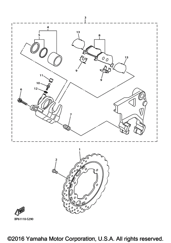 Rear brake caliper