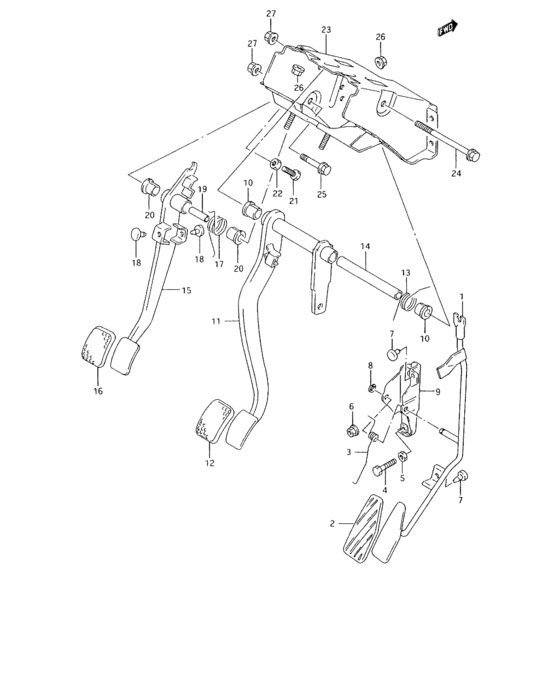 A pedal and pedal bracket